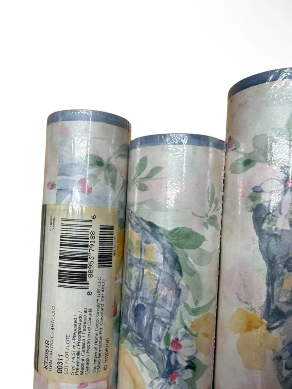 Vintage Wallpaper Border Floral Watercolor Cottage Core 80s Imperial 3 Rolls NEW